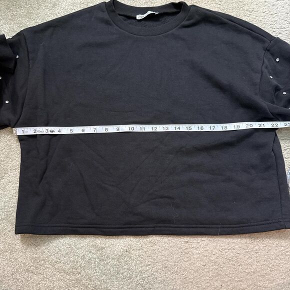 Zara Women's Black Rhinestone sleeve Sweatshirt - S - Picture 3 of 4